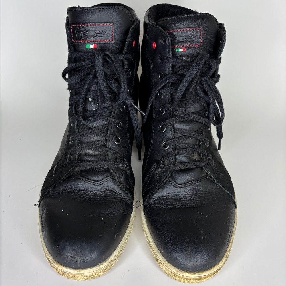 tcx motorcycle shoes Lace Up High Top Gore Tex Men Size 46 US 12 Black Leather